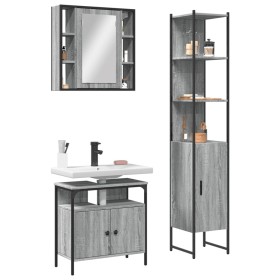 Set de muebles de baño 3 pzas madera contrachapada gris sonoma de vidaXL, Muebles de baño - Ref: Foro24-3214738, Precio: 201,...