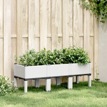 Jardinera con patas PP blanco 120x40x42 cm de vidaXL, Maceteros y jardineras - Ref: Foro24-367899, Precio: 64,08 €, Descuento: %