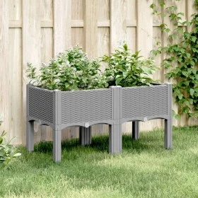 Jardinera con patas PP gris claro 80x40x42 cm de vidaXL, Maceteros y jardineras - Ref: Foro24-367892, Precio: 59,98 €, Descue...