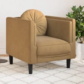 Sillón con cojín de cuero sintético de ante marrón de vidaXL, Sofás - Ref: Foro24-372631, Precio: 174,24 €, Descuento: %