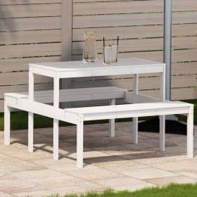 Mesa de pícnic madera maciza de pino blanco 110x134x75 cm de vidaXL, Mesas de jardín - Ref: Foro24-832558, Precio: 103,19 €, ...