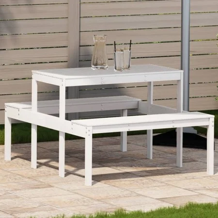 Mesa de pícnic madera maciza de pino blanco 110x134x75 cm de vidaXL, Mesas de jardín - Ref: Foro24-832558, Precio: 102,23 €, ...