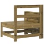 Sofá de jardín con reposabrazo mesa auxiliar madera impregnada de vidaXL, Sofás modulares de exterior - Ref: Foro24-844882, P...
