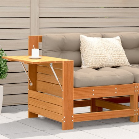 Sofá de jardín con reposabrazo mesa auxiliar madera pino marrón de vidaXL, Sofás modulares de exterior - Ref: Foro24-844880, ...