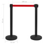 Barrera de cinta tipo aeropuerto con soportes acero negro de vidaXL, Barreras de seguridad - Ref: Foro24-51161, Precio: 75,13...