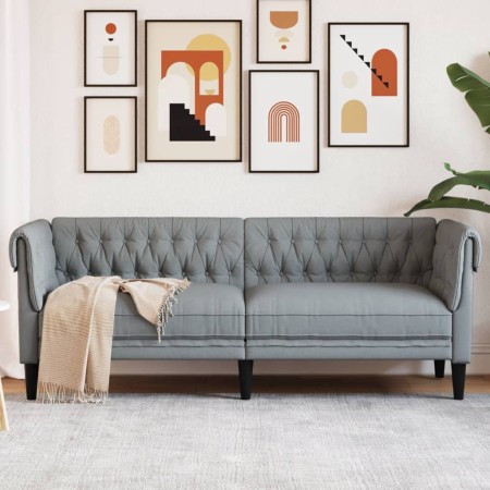 Sofá Chesterfield de 3 plazas tela gris claro de vidaXL, Sofás - Ref: Foro24-372556, Precio: 275,48 €, Descuento: %