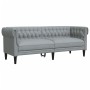 Sofá Chesterfield de 3 plazas tela gris claro de vidaXL, Sofás - Ref: Foro24-372556, Precio: 275,48 €, Descuento: %