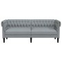Sofá Chesterfield de 3 plazas tela gris claro de vidaXL, Sofás - Ref: Foro24-372556, Precio: 275,48 €, Descuento: %