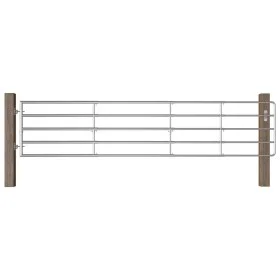 Cancela de 5 barras para campo acero plateado (150-400)x90 cm de vidaXL, Puertas de jardín - Ref: Foro24-145987, Precio: 264,...