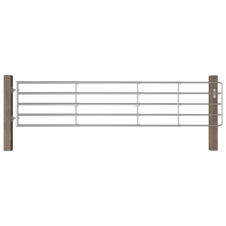 Cancela de 5 barras para campo acero plateado (150-400)x90 cm de vidaXL, Puertas de jardín - Ref: Foro24-145987, Precio: 258,...