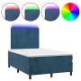 Cama box spring colchón y LED terciopelo azul oscuro 120x190 cm de vidaXL, Camas y somieres - Ref: Foro24-3270303, Precio: 42...