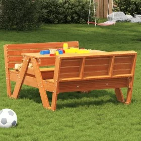 Mesa de pícnic para niños madera pino marrón cera 88x122x58 cm de vidaXL, Mesas de jardín - Ref: Foro24-844657, Precio: 140,4...