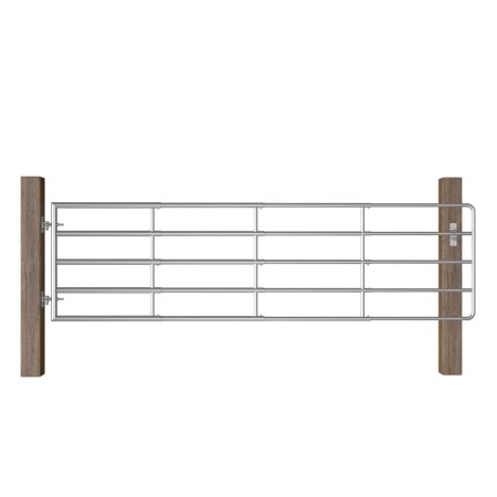 Cancela de 5 barras para campo acero plateado (115-300)x90 cm de vidaXL, Puertas de jardín - Ref: Foro24-145986, Precio: 190,...