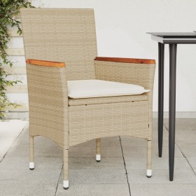 Sillones de jardín con cojines 2 uds ratán sintético beige de vidaXL, Sillas de jardín - Ref: Foro24-368121, Precio: 147,97 €...