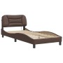 Estructura cama con luces LED cuero sintético marrón 90x200 cm de vidaXL, Camas y somieres - Ref: Foro24-3213908, Precio: 170...