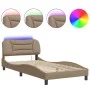 Bed frame with LED cappuccino synthetic leather 100x200 cm by vidaXL, Beds and slatted bases - Ref: Foro24-3213917, Price: 15...