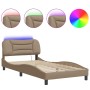 Estructura de cama con LED cuero sintético capuchino 100x200 cm de vidaXL, Camas y somieres - Ref: Foro24-3213917, Precio: 16...