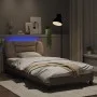 Bed frame with LED cappuccino synthetic leather 100x200 cm by vidaXL, Beds and slatted bases - Ref: Foro24-3213917, Price: 15...