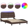 Estructura cama con luces LED cuero sintético marrón 120x200 cm de vidaXL, Camas y somieres - Ref: Foro24-3213922, Precio: 21...
