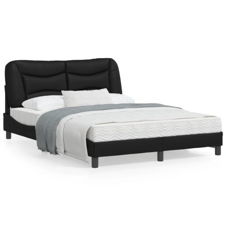 Estructura cama con luces LED cuero sintético negro 120x200 cm de vidaXL, Camas y somieres - Ref: Foro24-3213920, Precio: 200...