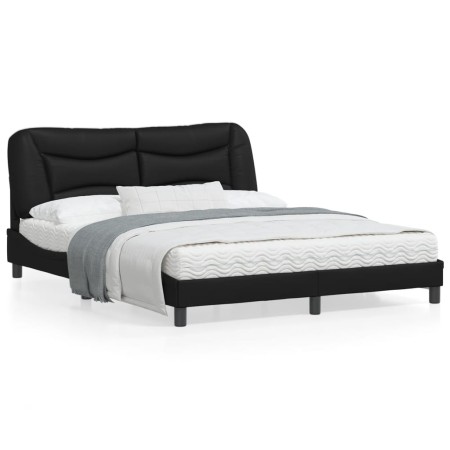 Estructura de cama con luces LED cuero PE negro 160x200 cm de vidaXL, Camas y somieres - Ref: Foro24-3213941, Precio: 267,03 ...