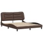 Estructura de cama con luces LED cuero PE marrón 160x200 cm de vidaXL, Camas y somieres - Ref: Foro24-3213943, Precio: 276,51...