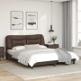 Estructura de cama con luces LED cuero PE marrón 160x200 cm de vidaXL, Camas y somieres - Ref: Foro24-3213943, Precio: 276,51...