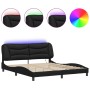 Estructura de cama con luz LED cuero sintético negro 180x200 cm de vidaXL, Camas y somieres - Ref: Foro24-3213948, Precio: 26...