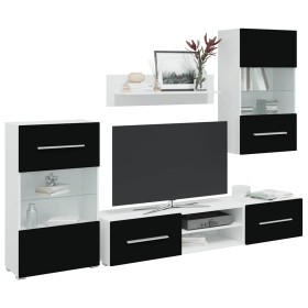 Juego de muebles de salón 5 piezas con iluminación LED negro en Muebles TV | Comprar online en Foru.es