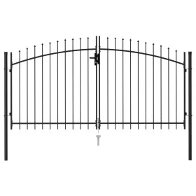 Doppeltüriges Zauntor mit schwarzen Stahlspitzen 3x1,5 m von vidaXL, Gartentore - Ref: Foro24-146028, Preis: 177,41 €, Rabatt: %