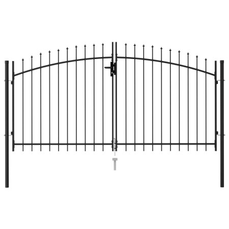 Cancela de valla doble puerta con puntas acero negro 3x1,5 m de vidaXL, Puertas de jardín - Ref: Foro24-146028, Precio: 191,5...