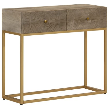 Mesa consola madera maciza de mango y hierro 90x30x76 cm de vidaXL, Taquillas y armarios de almacenamiento - Ref: Foro24-3720...