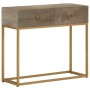 Mesa consola madera maciza de mango y hierro 90x30x76 cm de vidaXL, Taquillas y armarios de almacenamiento - Ref: Foro24-3720...