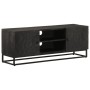 Mueble de TV madera maciza de mango y hierro negro 110x30x40 cm de vidaXL, Taquillas y armarios de almacenamiento - Ref: Foro...