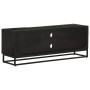 Mueble de TV madera maciza de mango y hierro negro 110x30x40 cm de vidaXL, Taquillas y armarios de almacenamiento - Ref: Foro...