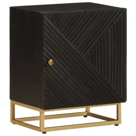 Mesita de noche madera maciza mango y hierro negro 40x30x50 cm de vidaXL, Taquillas y armarios de almacenamiento - Ref: Foro2...