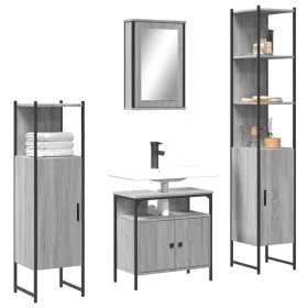 4-teiliges Badezimmermöbelset aus grauem Sonoma-Sperrholz. von vidaXL, Badezimmermöbel - Ref: Foro24-3214828, Preis: 232,15 €...
