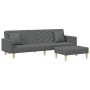 Sofá cama de 2 plazas con almohadas y taburete tela gris oscuro de vidaXL, Sofás - Ref: Foro24-3216259, Precio: 332,24 €, Des...
