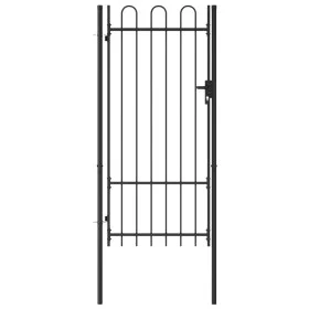 Black steel fence with a gate and arches, 1x2 meters. by vidaXL, garden gates - Ref: Foro24-145744, Price: 164,61 €, Discount: %