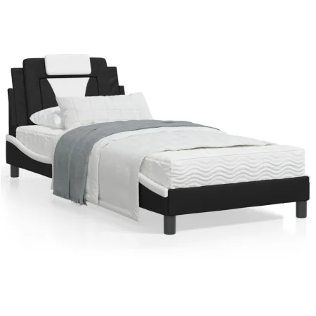 Cama con colchón cuero sintético negro y blanco 80x200 cm de vidaXL, Camas y somieres - Ref: Foro24-3208759, Precio: 235,37 €...