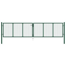 Puerta de malla de jardín de acero verde 400x100 cm de vidaXL, Puertas de jardín - Ref: Foro24-145748, Precio: 329,39 €, Desc...