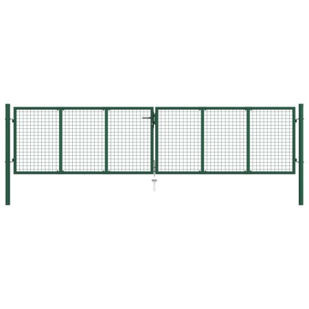 Puerta de malla de jardín de acero verde 400x100 cm de vidaXL, Puertas de jardín - Ref: Foro24-145748, Precio: 329,39 €, Desc...