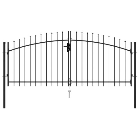 Cancela de valla doble puerta con puntas acero negro 3x1,25 m de vidaXL, Puertas de jardín - Ref: Foro24-146027, Precio: 173,...
