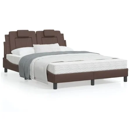 Cama con colchón cuero sintético marrón 120x200 cm de vidaXL, Camas y somieres - Ref: Foro24-3208784, Precio: 360,93 €, Descu...
