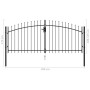Cancela de valla doble puerta con puntas acero negro 3x1,25 m de vidaXL, Puertas de jardín - Ref: Foro24-146027, Precio: 173,...