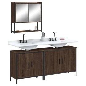 Set de muebles baño 3 pzas madera contrachapada roble marrón de vidaXL, Muebles de baño - Ref: Foro24-3214674, Precio: 163,52...