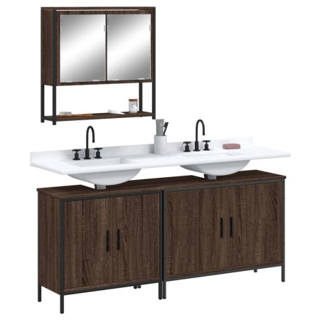 Set de muebles baño 3 pzas madera contrachapada roble marrón de vidaXL, Muebles de baño - Ref: Foro24-3214674, Precio: 165,98...