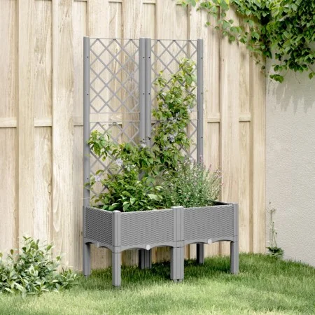 Jardinera con enrejado PP gris claro 80x40x142 cm de vidaXL, Maceteros y jardineras - Ref: Foro24-367922, Precio: 70,19 €, De...