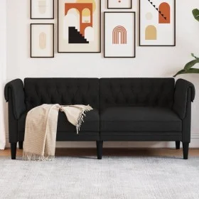 Sofá Chesterfield de 2 plazas tela negro de vidaXL, Sofás - Ref: Foro24-372549, Precio: 272,26 €, Descuento: %