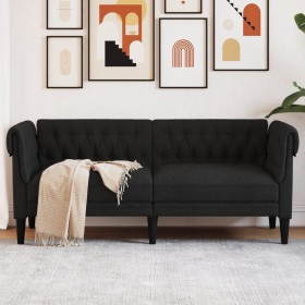 Sofá Chesterfield de 2 plazas tela negro de vidaXL, Sofás - Ref: Foro24-372549, Precio: 293,95 €, Descuento: %